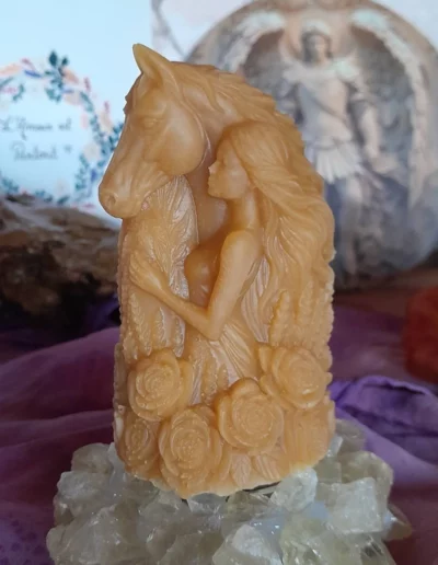 bougie artisanale kitsune, flamme de vie 13