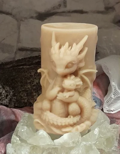 bougie artisanale kitsune, flamme de vie 10